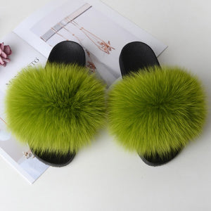 Women's Real Raccoon/Fox slipper