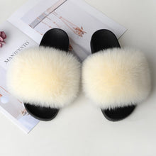 Load image into Gallery viewer, Women&#39;s Real Raccoon/Fox slipper