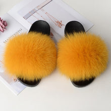 Load image into Gallery viewer, Women&#39;s Real Raccoon/Fox slipper