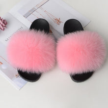 Load image into Gallery viewer, Women&#39;s Real Raccoon/Fox slipper
