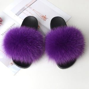 Women's Real Raccoon/Fox slipper