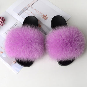 Women's Real Raccoon/Fox slipper