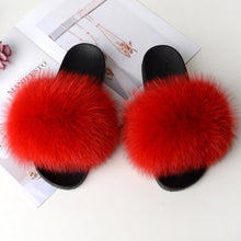 Load image into Gallery viewer, Women&#39;s Real Raccoon/Fox slipper