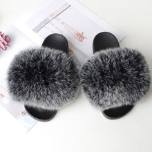 Load image into Gallery viewer, Women&#39;s Real Raccoon/Fox slipper