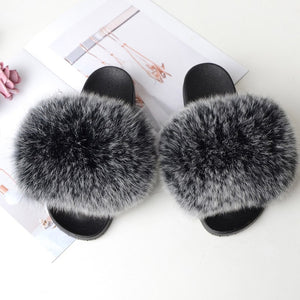 Women's Real Raccoon/Fox slipper
