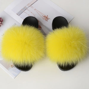 Women's Real Raccoon/Fox slipper