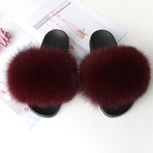 Load image into Gallery viewer, Women&#39;s Real Raccoon/Fox slipper