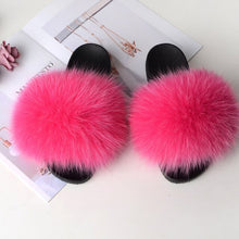 Load image into Gallery viewer, Women&#39;s Real Raccoon/Fox slipper