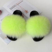 Load image into Gallery viewer, Women&#39;s Real Raccoon/Fox slipper