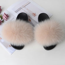 Load image into Gallery viewer, Women&#39;s Real Raccoon/Fox slipper