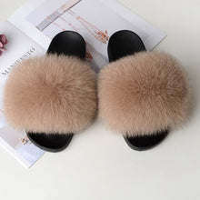 Load image into Gallery viewer, Women&#39;s Real Raccoon/Fox slipper