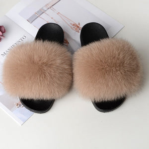 Women's Real Raccoon/Fox slipper