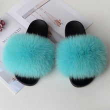 Load image into Gallery viewer, Women&#39;s Real Raccoon/Fox slipper