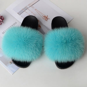 Women's Real Raccoon/Fox slipper