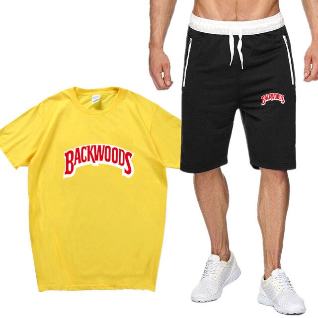 Summer men BACKWOODS T shirt Sets Fashion tracksuit men t shirt And Shorts men camiseta Short sleeve Knee Length Mens Shorts
