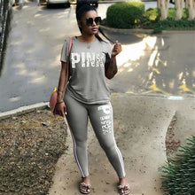 Load image into Gallery viewer, RAISEVERN PINK Letter Print Tracksuits Women Two Piece Set Spring Street t-shirt Tops and Jogger Set Suits Casual 2pcs Outfits