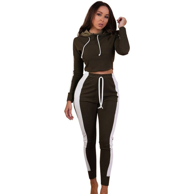 New hot fashion fitness pants stretch high waist women's trousers casual sexy striped shirt Slim ladies two-piece suit