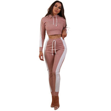 Load image into Gallery viewer, New hot fashion fitness pants stretch high waist women&#39;s trousers casual sexy striped shirt Slim ladies two-piece suit