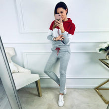 Load image into Gallery viewer, Women Tracksuit 2 Piece Set Hooded+Long Pants Suits 2019 Autumn Winter Suit Sweatshirt+Patchwork Pants Women Two Piece Outfits