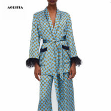 Load image into Gallery viewer, Women Fur Sleeve Blazer 2Piece Set