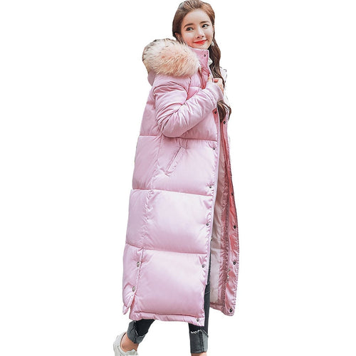 Hooded Fur Collar Winter Down Coat Jacket Long Thick Warm Women Casaco Feminino Abrigos Mujer Invierno Student Wadded Parkas 09