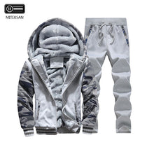 Load image into Gallery viewer, Winter Hoodies Men Fleece Hood Jacket+Pants Sweatshirts 2 Piece Set Hoodies Sporting Coat Baseball Sportswear Male Hoodie coat