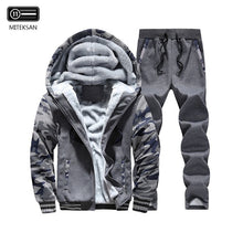 Load image into Gallery viewer, Winter Hoodies Men Fleece Hood Jacket+Pants Sweatshirts 2 Piece Set Hoodies Sporting Coat Baseball Sportswear Male Hoodie coat