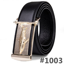 Load image into Gallery viewer, BK-1003 Barry.Wang Fashion Designer Smooth Buckle Men Genuine Leather Belts Alloy Buckle Belts For Mens Business Party Pant Suit