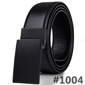 BK-1003 Barry.Wang Fashion Designer Smooth Buckle Men Genuine Leather Belts Alloy Buckle Belts For Mens Business Party Pant Suit