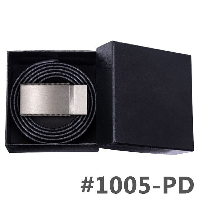 BK-1003 Barry.Wang Fashion Designer Smooth Buckle Men Genuine Leather Belts Alloy Buckle Belts For Mens Business Party Pant Suit