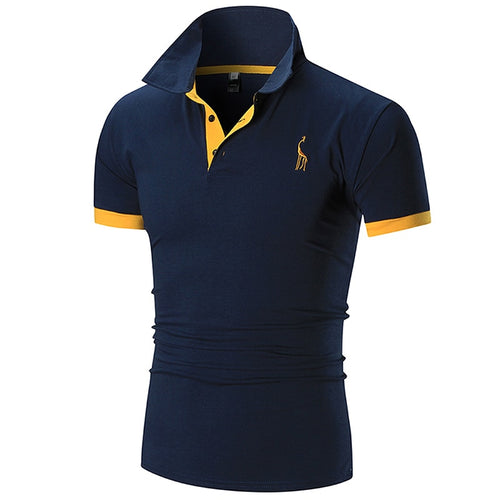 Mens Polo Shirt Brands 2019 Male Short Sleeve Casual Slim Solid Color Deer Embroidery Polos Men 5XL