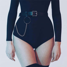 Load image into Gallery viewer, Fashion Link Chains Faux Leather Waist Belt Women Pants Trousers Jeans Waistband With Metal Big O Ring 2019 New Decorated Belt