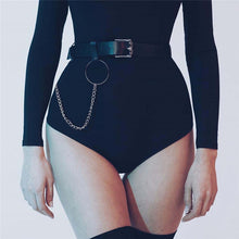 Load image into Gallery viewer, Fashion Link Chains Faux Leather Waist Belt Women Pants Trousers Jeans Waistband With Metal Big O Ring 2019 New Decorated Belt
