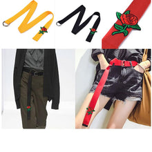 Load image into Gallery viewer, Women Fashion Rose Pattern Pants Belt Long Double-ring Buckle Belts