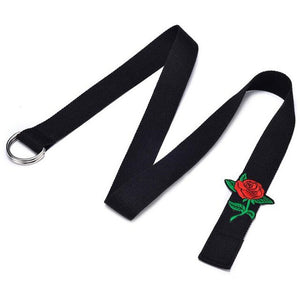 Women Fashion Rose Pattern Pants Belt Long Double-ring Buckle Belts