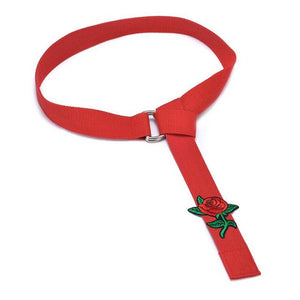 Women Fashion Rose Pattern Pants Belt Long Double-ring Buckle Belts