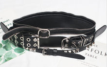 Load image into Gallery viewer, New Vintage Punk Wide belt personality leather black belt women Silver Zipper Metal Buckle Ladies Belts Jeans Pants Straps Belt