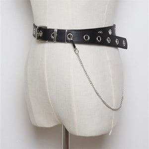 CETIRI korean Style Punk Hip-hop Trendy leather Belts Waist Chain Pants Chain Men women Jeans Silver Metal Clothing Accessories