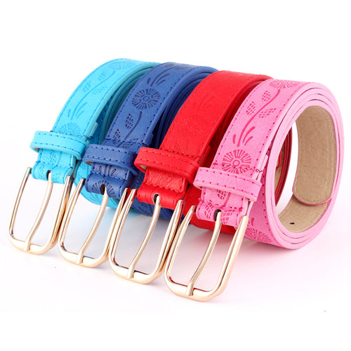 New Gold Round Metal Circle Belt Female Gold Silver Black White PU Leather Waist Belts for Women Jeans Pants Wholesale SE68
