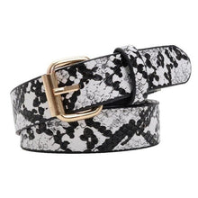 Load image into Gallery viewer, Snake Skin Print Belts For Women Gold Square Pin Buckle Waistband PU Leather Belt Pants Dress Waist Belts for Women Dropshipping