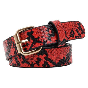 Snake Skin Print Belts For Women Gold Square Pin Buckle Waistband PU Leather Belt Pants Dress Waist Belts for Women Dropshipping