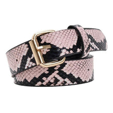 Load image into Gallery viewer, Snake Skin Print Belts For Women Gold Square Pin Buckle Waistband PU Leather Belt Pants Dress Waist Belts for Women Dropshipping