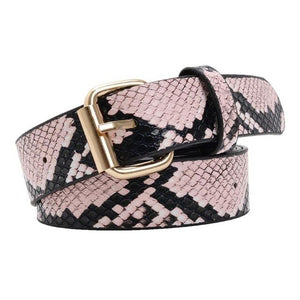 Snake Skin Print Belts For Women Gold Square Pin Buckle Waistband PU Leather Belt Pants Dress Waist Belts for Women Dropshipping