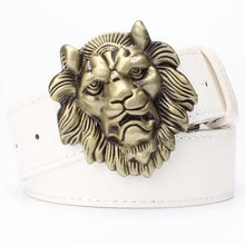 Load image into Gallery viewer, Men&#39;s belt gold Lion head male strap fashion Pu leather belt metal buckle casual pants belt big golden lion king head