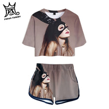 Load image into Gallery viewer, Two Piece Set Short 3D Pant Ariana Grande T shirt 3D Women Sets lovely Dew navel Tops and Short Pants Can be sold in one piece