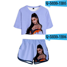 Load image into Gallery viewer, Two Piece Set Short 3D Pant Ariana Grande T shirt 3D Women Sets lovely Dew navel Tops and Short Pants Can be sold in one piece