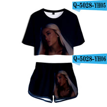 Load image into Gallery viewer, Two Piece Set Short 3D Pant Ariana Grande T shirt 3D Women Sets lovely Dew navel Tops and Short Pants Can be sold in one piece