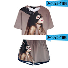 Load image into Gallery viewer, Two Piece Set Short 3D Pant Ariana Grande T shirt 3D Women Sets lovely Dew navel Tops and Short Pants Can be sold in one piece