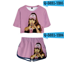 Load image into Gallery viewer, Two Piece Set Short 3D Pant Ariana Grande T shirt 3D Women Sets lovely Dew navel Tops and Short Pants Can be sold in one piece