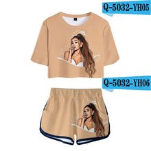Load image into Gallery viewer, Two Piece Set Short 3D Pant Ariana Grande T shirt 3D Women Sets lovely Dew navel Tops and Short Pants Can be sold in one piece